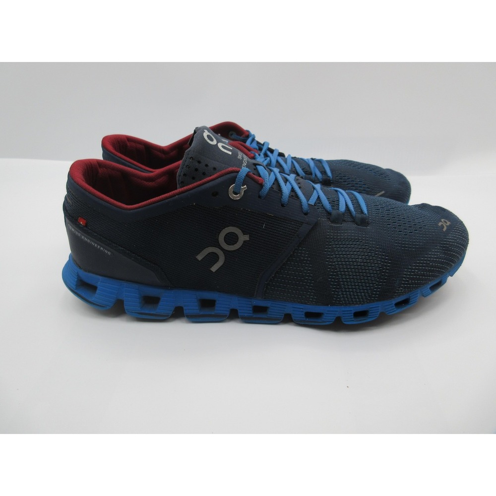 On Running Shoes Mens Size 11.5 Navy Blue Red CloudTec Running Sneakers